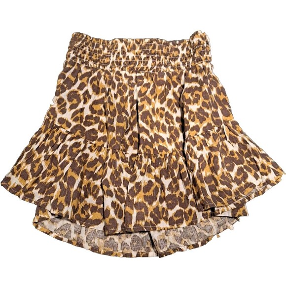 Aerie Smocked Waistband Flirty Flared Midi Skirt Animal Print Cheetah Sz XS NWT - Picture 1 of 10
